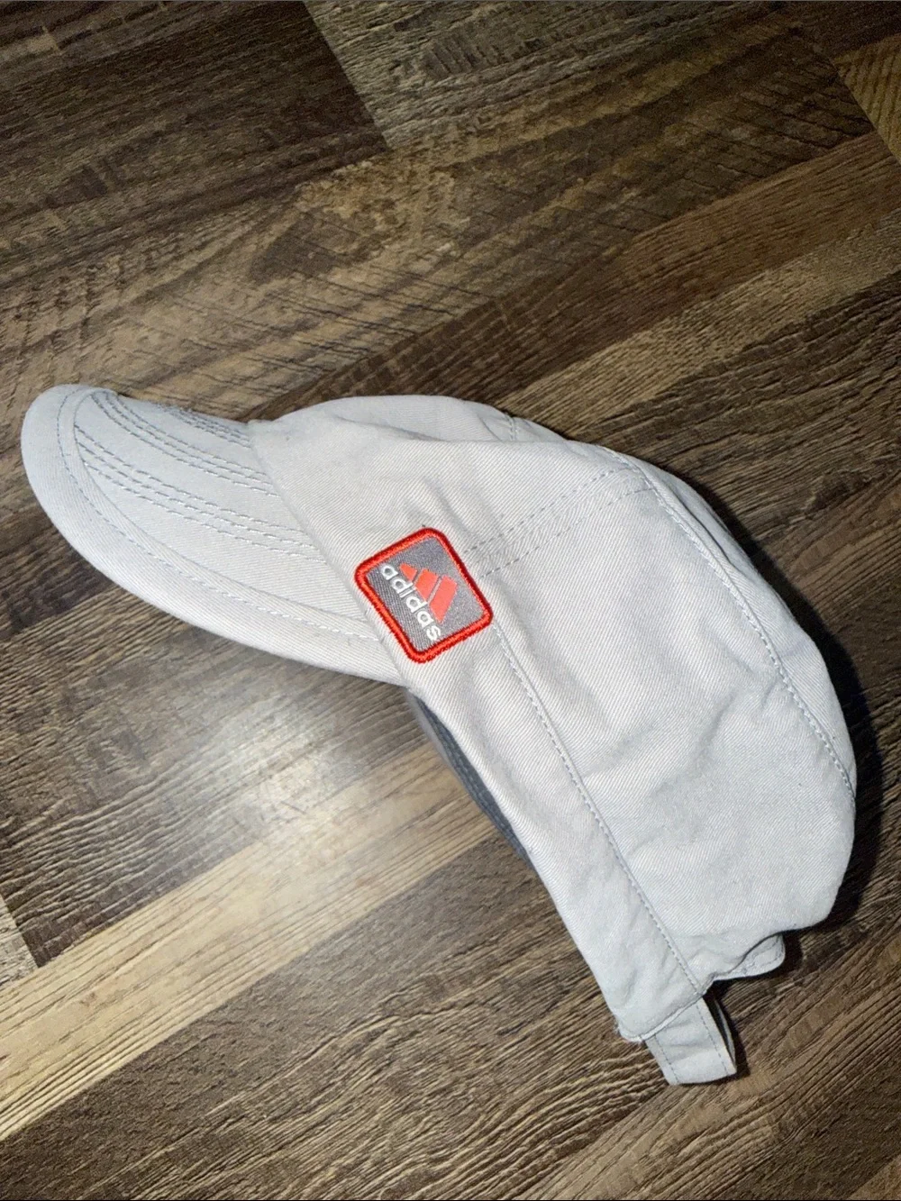 adidas Men's Light Gray Cap with Red Logo Patch